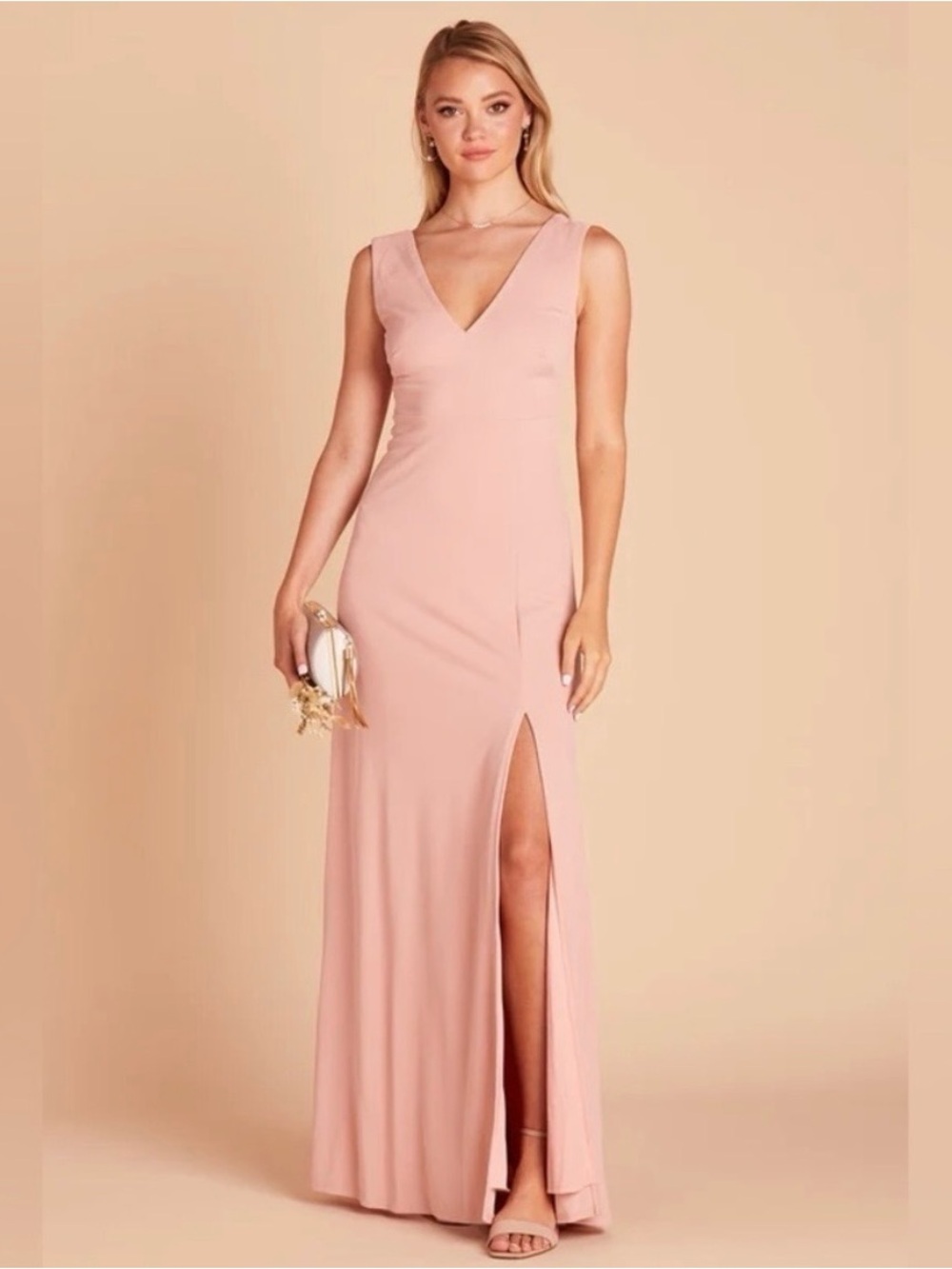 Birdy Grey Dusty Rose V-Neck Dress with Slit